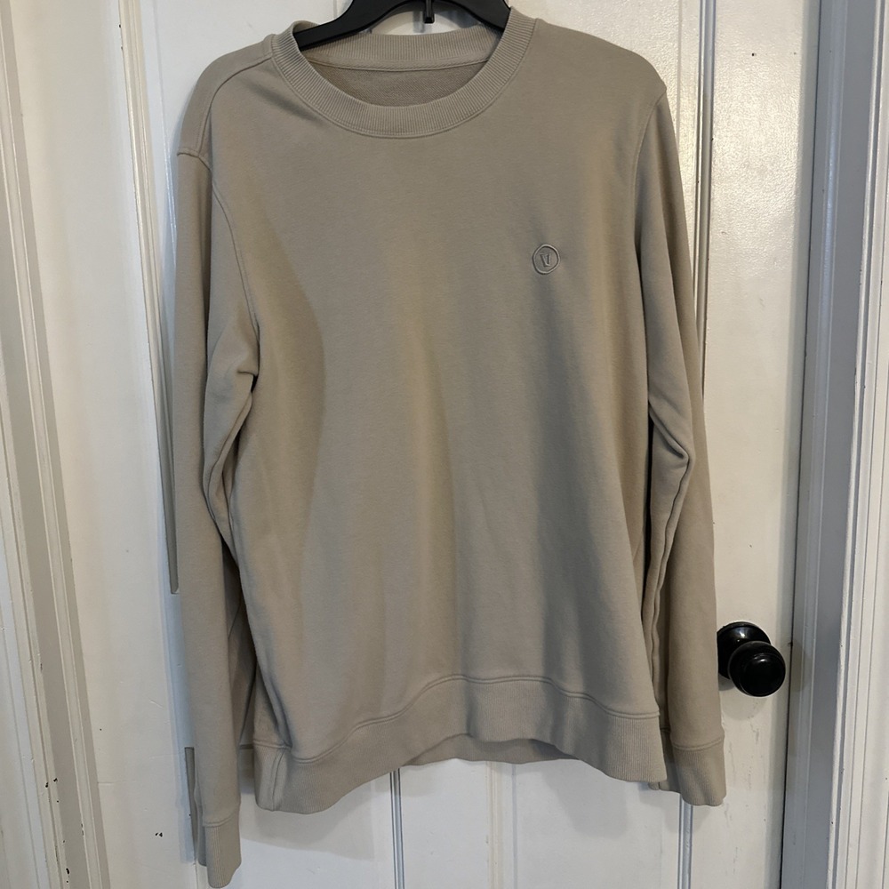 Vuori Mens Beige Cypress Crew Crewneck Sweatshirt French Terry Cloth Size L SOFT